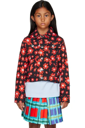 Charles Jeffrey Loverboy Kids Black Floral Denim Jacket