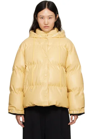 Stella McCartney Yellow Press-Stud Faux-Leather Puffer Jacket
