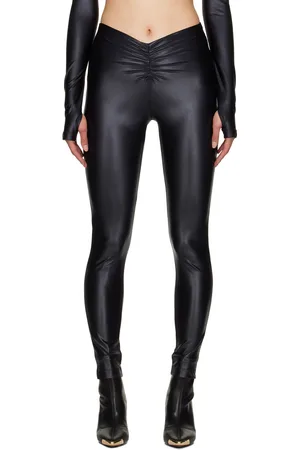 VERSACE Black Ruched Leggings
