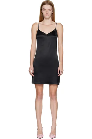 VERSACE Black Buttoned Slip Dress