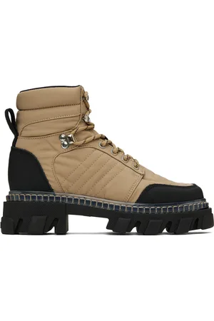 Ganni Beige Cleated Hiking Boots