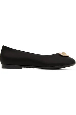 VERSACE Kids Black Crystal Heart Medusa Ballerina Flats