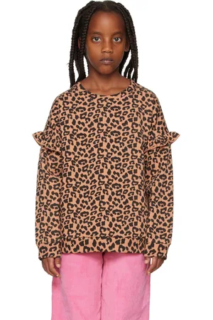 Daily Brat Kids Tan Leopard Ruffle Sweater