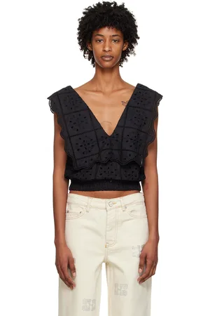 Ganni Black Rhythm Collar Tank Top