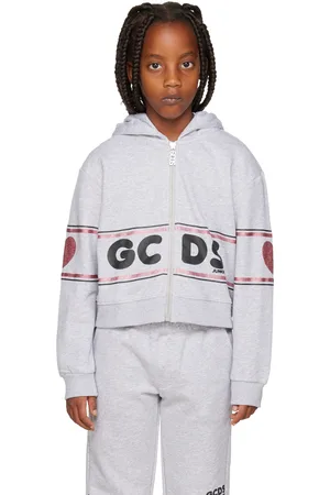GCDS Kids Gray Logo Hoodie