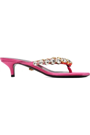 VERSACE Pink Crystal Heeled Sandals
