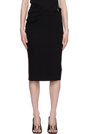 VERSACE Black Rolled Midi Skirt