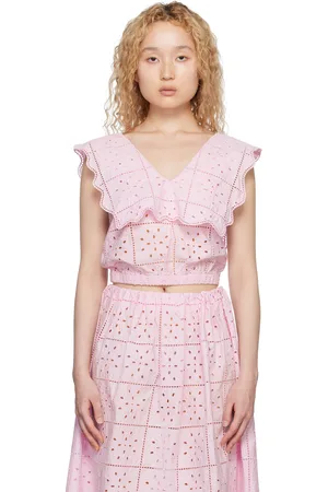 Ganni Pink Rhythm Collar Tank Top