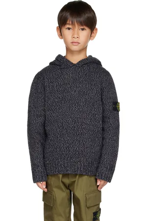 Stone Island Kids Navy Ribbed Hoodie