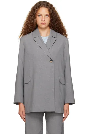 Ganni Gray Belted Blazer