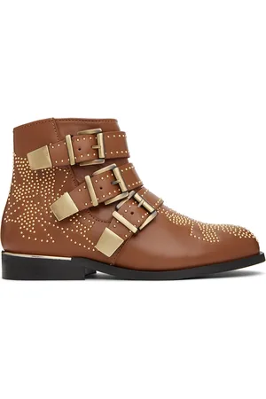 Chloé Kids Tan Studded Ankle Boots
