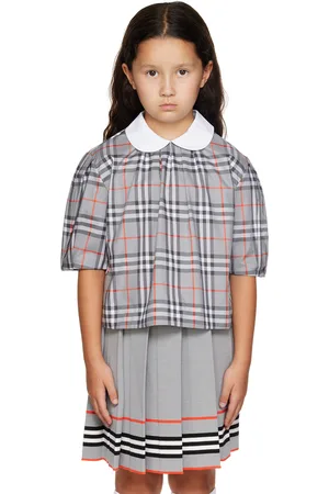 Burberry Kids Gray Check Blouse