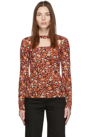 Victoria Beckham Brown Floral Cut-Out Blouse