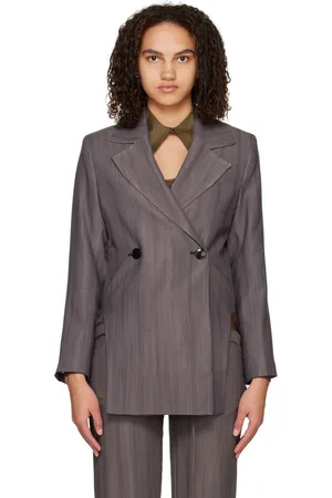 Ganni Gray Drapey Blazer