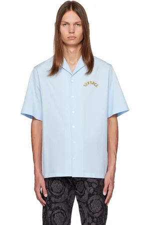 VERSACE Blue Embroidered Shirt