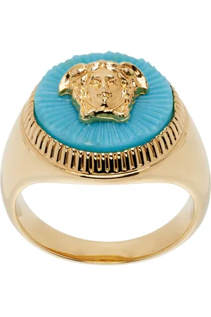 VERSACE Gold & Blue Medusa Biggie Ring