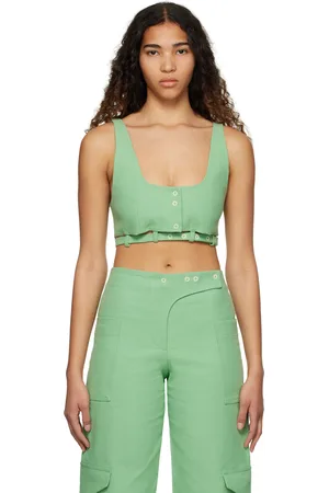 Ganni Green Suiting Tank Top