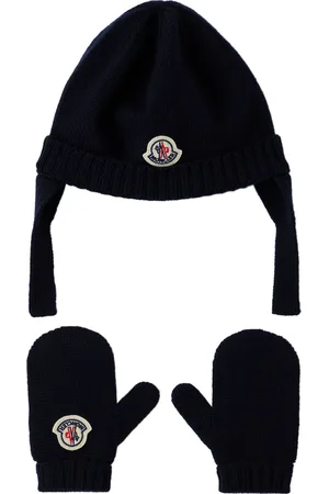 Moncler Baby Navy Rib Beanie & Mittens Set