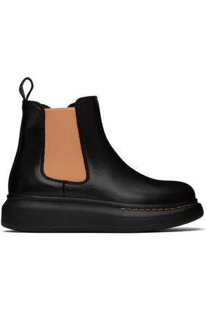 Alexander McQueen Kids Black & Orange Oversized Chelsea Boots