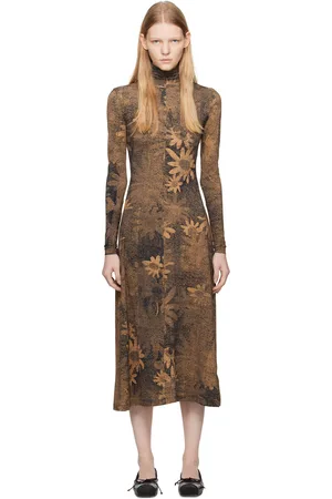 Maison Margiela Tan Floral Maxi Dress