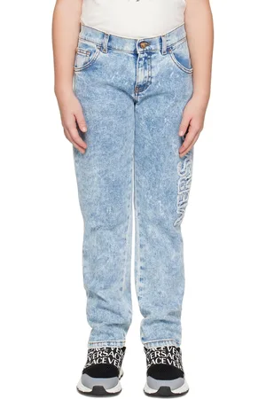 VERSACE Kids Blue Distressed Jeans