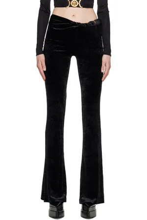 VERSACE Black Rolled Flared Lounge Pants