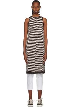 Max Mara Brown & White Eiffel Midi Dress