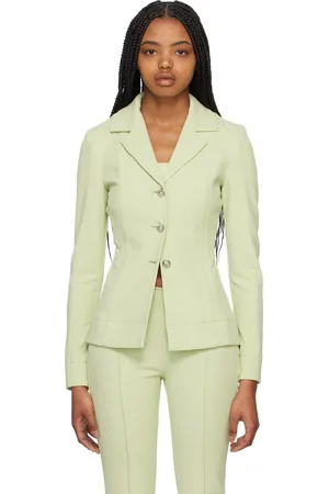 Ganni Green Notched Lapel Blazer