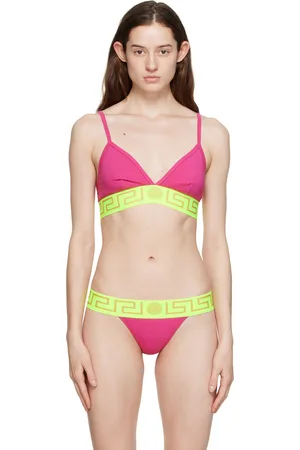 VERSACE Pink & Green Greca Border Bra