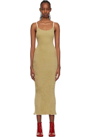 Maison Margiela Beige Ribbed Maxi Dress