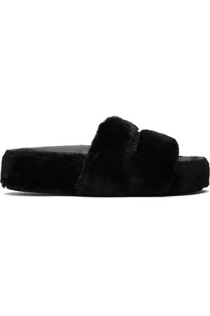 Stella McCartney Black Signature Fuzzy Slides