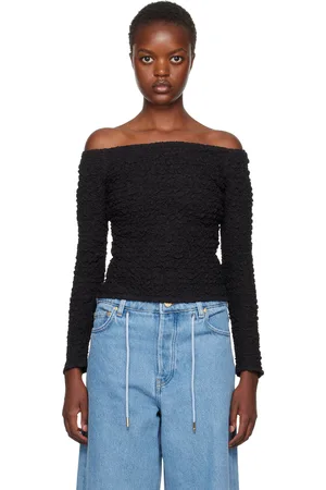 Ganni Black Smocked Blouse