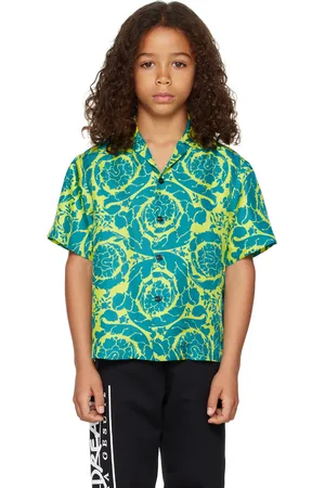 VERSACE Kids Blue & Yellow Baroque Shirt