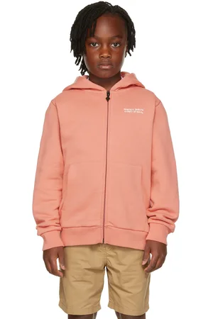 MARCELO BURLON Kids Orange Logo Print Zip Hoodie