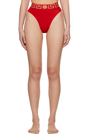 VERSACE Red Greca Border Bikini Bottoms
