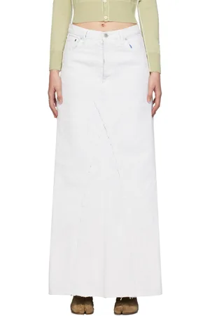 Maison Margiela White Painted Denim Maxi Skirt