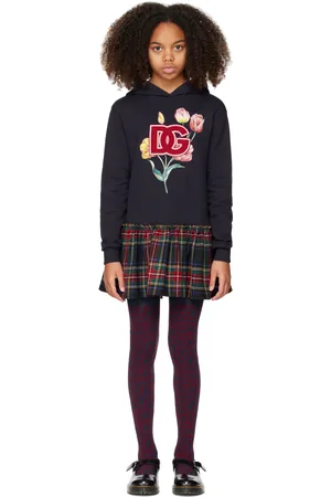 Dolce & Gabbana Kids Navy Hooded Long Sleeve Dress