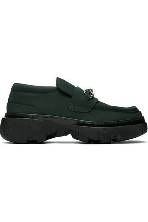 Burberry Green Nubuck Creeper Clamp Loafers