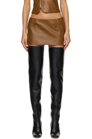 AYA MUSE Tan Egas Faux-Leather Miniskirt