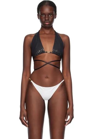 VERSACE Black Greca Bikini Top