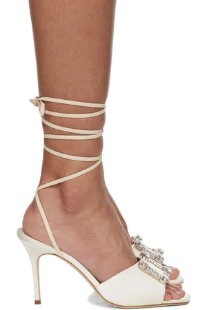 Manolo Blahnik Off-White Lanole Pop Fabio Satin Heels