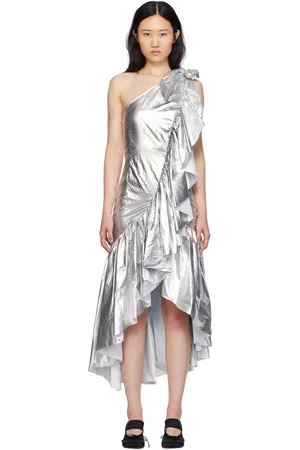 Maison Margiela Silver Ruffles Midi Dress