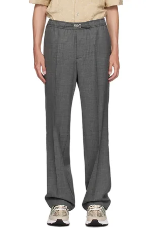 VERSACE Black & Gray Houndstooth Wool Trousers