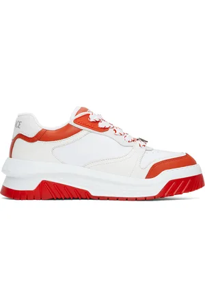 VERSACE White & Orange Odissea Sneakers