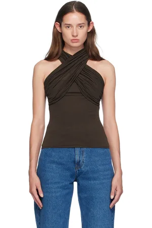 Ami Brown Draped Blouse