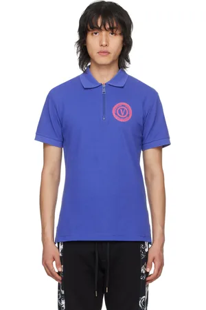 VERSACE Blue V-Emblem Polo