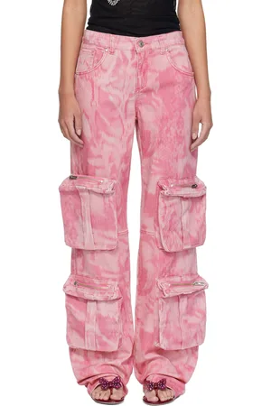 BLUMARINE Pink Camouflage Denim Cargo Pants