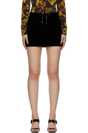 VERSACE Black Drawstring Miniskirt