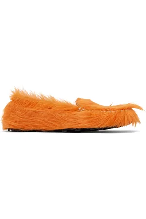 Marni Orange Calf-Hair Moc Loafers