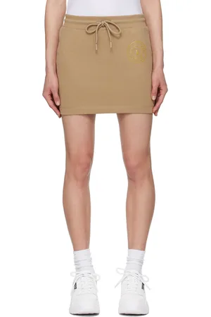 VERSACE Tan V-Emblem Miniskirt